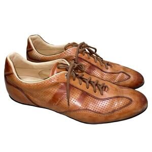 Santoni Brown Leather Club Shoes   Size: US 13